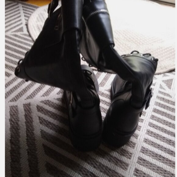 Olivia Miller Goth/Punk zippered black tall boots 9 m ***NEW NO BOX**** - Picture 6 of 6